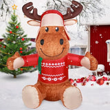 6 Ft Christmas Inflatable Outdoor Decorations, Inflatables Plush Reindeer Yard Decor With Christmas Hat & Sweater, Built