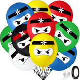 24 Pcs 6 Color 12" Ninja Balloons Kids Ninja Birthday Party Supplies Colorful Balloons Bulk Party Decorations
