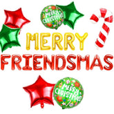11 Pcs Merry Friendsmas Party Decorations Merry Friendsmas Banner Balloons Friends-Themed Christmas Party Garland Bunting Decorations Supplies