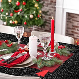 3 Pcs Black Glitter Tablecloth, 54 X 108 Shimmer Table Cloth For Women, Sequin Sparkly Plastic Waterproof Disposable For Star Galaxy Space Themed Gothic Halloween Disco Wedding Birthday Party