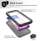 Waterproof Case For Iphone 11, Full Body Heavy Duty Protection Full Sealed Cover Shockproof Dustproof Built-In Clear Screen Protector Rugged Case For Iphone 11 6.1 Inch