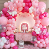Pink Balloons, 12 Inch Hot Pink White Balloons, Chrome Pinks Pastel Metallic Pinks White Clear Latex Balloon For Girls Birthday Baby Shower Bridal Shower Valentine'S Day Wedding Party Decorations