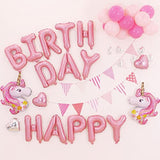 Pink Happy Birthday Balloons Banner, 16 Inch Mylar Foil Letters Balloon Sign For Birthday Party Decorations Photo Booth Backdrop
