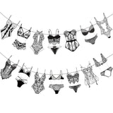 Lingerie Party Banners Lingerie Shower Decorations 2Pcs Bras And Panties Cutout Banners Black Lingerie Party Decor For Underwear Girls Bachelorette Bridal Shower Party Supplies