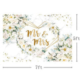 7x5ft White Floral Mr and Mrs Floral Bridal Shower Backdrop