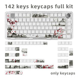 Pbt Keycaps Set 142 Keys, Shine Through White Japanese Keycap, Plum Blossom Custom Double Shot Keycap Set, Cherry Profile Dye-Sublimation Key Caps For Cherry Mx Mechanical Keyboards
