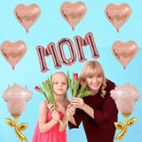 Rose Gold Mother'S Day Balloons Mom Balloons Heart Rose Party Balloons For Mother'S Day Decoration Party Decorations Theme Supplies Mom Party Balloon Set-10 Pcs
