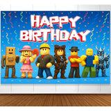 Video Game Birthday Banner 6x4ft Pixel Backdrop for Boys Party