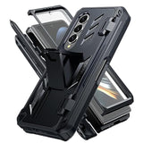 For Samsung Galaxy Z-Fold-4 Case: Military Grade Hinge Protection S-Pen Holder Heavy Duty Shockproof 360 Full-Body Protective Phone Cover With Kickstand For Galaxy Zfold 4 5G 2022 (Black)