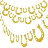4 Piece Derby Horseshoe Garland Banner For Western Wedding Party Decoration, Pre Assembled (Gold)