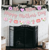 Glittery We Love Mom Happy Mother'S Day Banner With Heart Flowers Rose Gold Mothers Day Garland Banner Best Mom Ever Mom'S Day Party Fireplace Mantle Decorations Mother'S Day Photo Booth Props