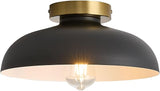 Modern Black Gold Semi Flush Mount Ceiling Light 11.8 Inch Industrial Fixture