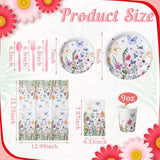 400 Pcs Spring Plates And Napkins Set Paper Flower Dinnerware Disposable Party Supplies For 50 Guest Dinnerware Knife Fork Spoon For Spring Birthday Party(Light Color,Wildflower)