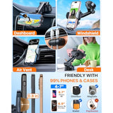 2025 Best Car Phone Holder?Ultimate 5-In-1 & Upgraded 100+Lbs Strongest Suction??True Military-Grade & Safety Cert? Windshield Phone Mount, Dashboard Vent Stand For Iphone Android & Truck, Black