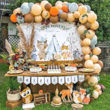140pcs Fall Balloon Arch Kit with Orange White Gray Brown Nude Balloons for Baby Shower