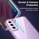 For Samsung Galaxy S21 Fe 5G Case Glitter, Non-Yellowing Shockproof Phone Bumper Cover, Cute Sparkly Girly Hybrid Case For Galaxy S21 Fe, Glitter Clear