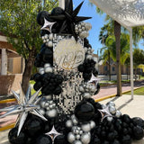 Black Silver Balloon Arch Kit for Birthday Party Decorations
