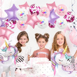 16Pcs Unicorn Balloons Kit – 2 3D Foil Unicorns, 4 Stars & 10 Latex Balloons