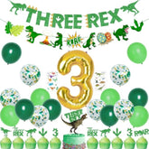 Dinosaur 3rd Birthday Decorations Three Rex Banner Balloons Toppers Tattoos