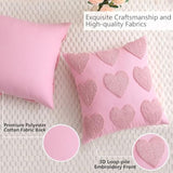 Heart Love Cute Pink Valentines Throw Pillow Covers 18X18 Inch Set Of 2 Valentines Day Pillow Covers For Couch Sofa Home Decor Decorative Cushion Covers For Neutral Valentines Day Decorations