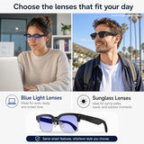 AI Smart Camera Glasses with Blue Light Lenses, 8MP Hands-Free POV Photo & Video Recording, Object Recognition & Translation, Open-Ear Bluetooth
