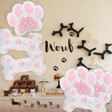 6 Pcs Pink Dog Paw & Bone Balloons for Pet-Themed Birthday & Baby Showers
