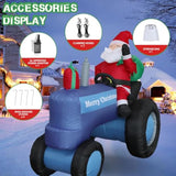 5.5Ft H Christmas Inflatable Santa Claus Drive Tractor With Build-In Led Lights, Blow Up Christmas Inflatable Outdoor De