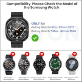 Rugged Bezel Case For Samsung Galaxy Watch Ultra Screen Protector 2025 47Mm - Soft Tpu Bumper Face Cover + 2 Tempered Glass Film For Galaxy Watch 7 Ultra / 8 Ultra Accessories