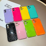 Case For Iphone 16 Pro Max,Super Cute Vibrant Neon Glitter Shiny Bling Sparkly Glossy Girly Case,Shockproof Slim Camera Protection For Iphone 16 Pro Max 6.9 Inch,Orange