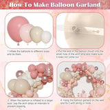 Dusty Pink Balloons Arch Garland Kit, Different Sizes 18 12 10 5 Inch Boho Pink White Sand Latex Metallic Confetti Balloon For Girl Baby Shower Mothers Day Birthday Party Decorations