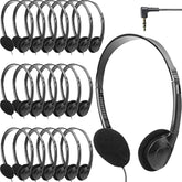 20 Pack Classroom Kids Headphones On Ear Headphones Over The Head Earphones For Student School Children Teen Boys Girls Adults, Black