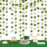 Graduation Party Decorations Green Gold 2025/Green Gold Graduation Decorations/Glitter Gold Green Birthday Party Decorations/St. Patrick’S Day Decorations/2Pcs Paper Circle Garlands