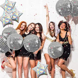 8pc 22in Silver Disco Ball Star Balloons Party Decorations Birthday Wedding