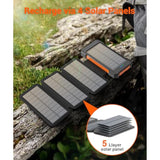 Solar Power Bank 38800Mah With 4 Solar Panels, Portable Charger Usb C 18W Fast Charge For Iphone Samsung, Ip67 Waterproof Outdoor External Battery Pack With Flashlight Light/Sos/Strobe