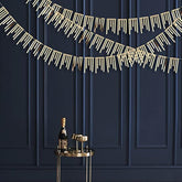 40ft Double-Sided Champagne Gold Tassel Garland, Metallic Banner for Parties & Celebrations