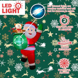 3.4Ft Christmas Inflatable Hanging Santa With Gift Bag Decorations, Blow Up Climbing Santa With Build-In Led For Xmas Pa