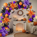 Black Purple Orange Star Balloons 9Pcs 22Inch Foil Party Decorations for Birthday Halloween