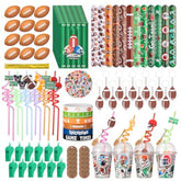 170 Pcs Football Birthday Party Favors Cups Straws Stress Ball Silicone Wristbands Slaps Bracelets Keychains Stickers Whistles Thank You Tags Goodie Bag Stuffers Football Themed Party Favors Supplies