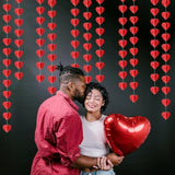 Valentines Day Party-Decorations Red Heart Garland - 39Ft 3D Special Night Galentines Hanging Paper Streamers Banner,Baby Girl Birthday Bachelorette Engagement Mohters Brunch Decor