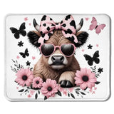 Highland Cow Mouse Pad, Coquette Pink Bow Floral Cow Mouse Pads For Wireless Mouse Computers Laptop Desk Accessories, 9.5X7.9 Inch