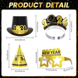 2026 New Year Party Supplies for 24 Guests with Hats, Tiaras, Glasses, and Accessories