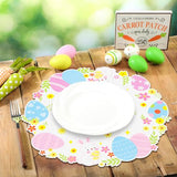 Round Easter Placemats Set of 6, 13.5" x 13.5" Easter Egg Bunny Rabbit Place Mats Flower Floral Doily Linen Seasonal Spring Table Decor for Home Party Kitchen Dining Tableware Decorations