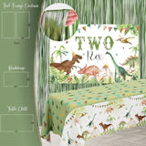 Two Rex Dinosaur 2nd Birthday Party Set Backdrop Balloons Banner Cake Topper