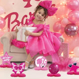 Pink Girls Table Decorations For Party, Hot Pink Princess Honeycomb Centerpieces For Girl Theme Party, Birthday Party Decorations, Pink Girls Doll Theme Party Decor
