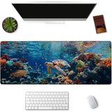 Sea Turtle Coral Reef Gaming Mouse Pad Extended Desk Computer Keyboard Laptop Ocean Scene Mouse Pads For Home Office Work, Large Long Desk Mat Mousepad With Non-Slip Rubber Base 31.5×11.8Inch