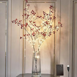 Red Berry Branches With Lights 32In Battery Operated And Usb Plug In, Lighted Willow Branches With Timer 80 Led Fairy Li