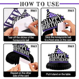 Happy 14th Birthday Decorations,14th Birthday Purple Glitter Shiny Stand Honeycomb Table Centerpieces - Cheers to Fourteen Years Old Birthday Party Photoprop Gift Sign.