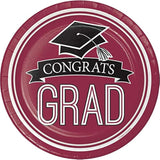 Burgundy School Spirit Graduation Party Supplies - (36) 7-Inch Plates & (36) Lunch Napkins - Congrats Grad Design - Perfect For Celebrating!