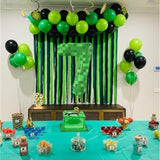 40 Inch Giant Green Pixel Miner Theme Number Foil Balloons Large Mining Number 7 Balloons Party Balloons Birthday Party Decorations Supplies Number 0-9 Available For Kids' Birthday Anniversary Party