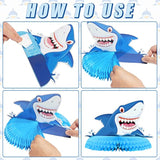 28 Pieces Shark Party Supplies Set Includes 12 Hanging Swirls Shark Happy Birthday Banner 12 Hanging Cutouts 3 Birthday Honeycomb Centerpiece For Party Decorations